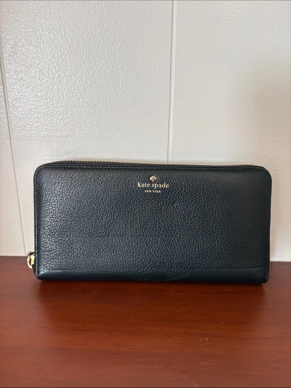 Kate Spade NY Laurel Way Neda Black soft Leather Zip Continental Wallet